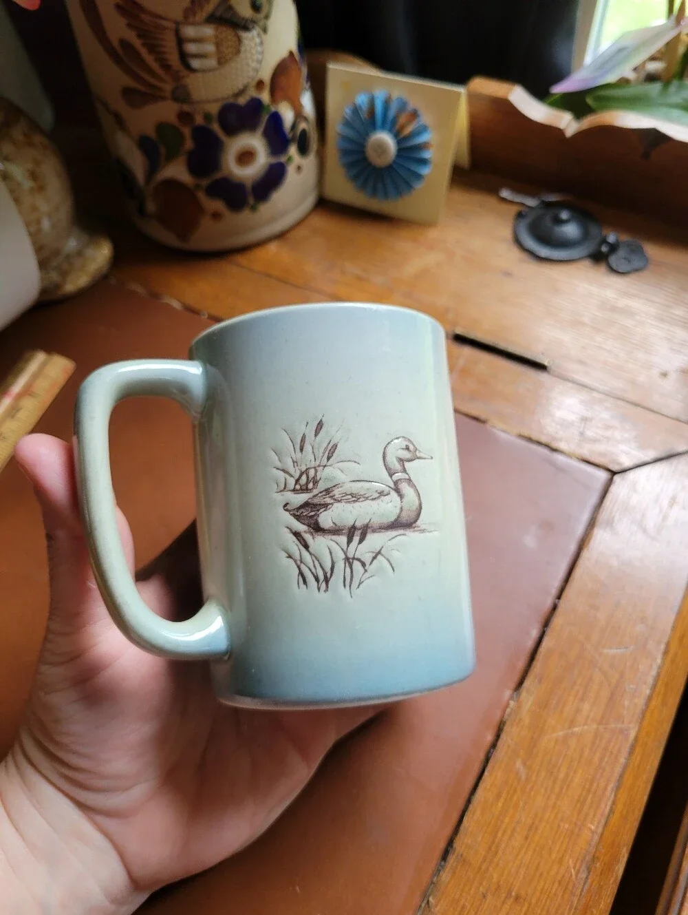 vintage Otagiri stoneware mug mallard duck pair, 4